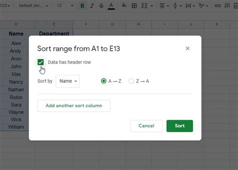 google sheets how to sort alphabetically - Google Sheets alphabetical order